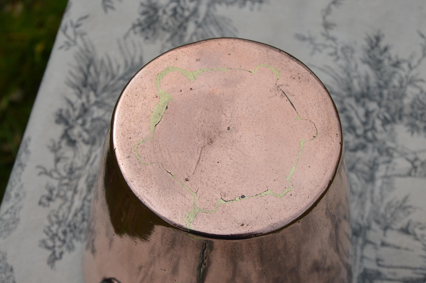 Antique French Copper Sauce Pan: Tall Splayed New Tin Lined