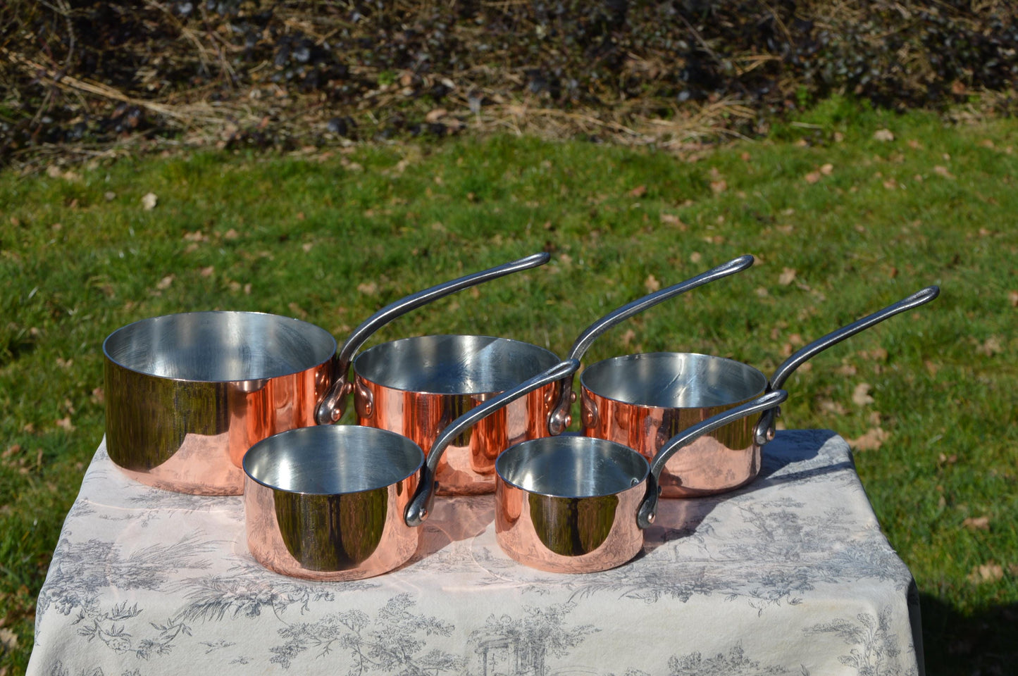 Superior Cooking Pots 2mm Five Copper Pans Renovated New Tin Vintage Made in France Kitchenware French Cuisine Accessories Gift Foodie Chef
