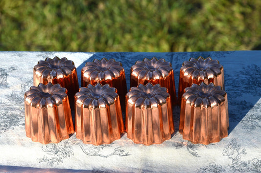 8 Eight French Copper Caneles Large NKC 5.5 cm 2 1/8" Canelés Made in France Bordeaux Bordelais Cake Mold 5.5cm Mould Free Shipping