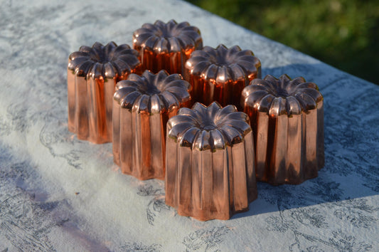 6 Six Copper Caneles Large NKC 5.5 cm 2 1/8" Canelés Made in France Bordeaux Bordelais Cake Molds Normandy Kitchen 5.5cm French Cake Moulds