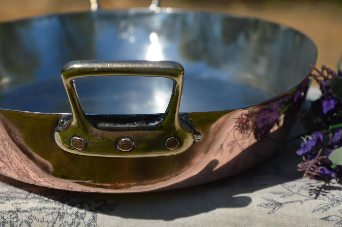Gaillard Gratin Pan French Copper Pan Big Vintage New Tin Oven Dish Oval 36cm 14 1/8 Inches Copper Pans Copper Rivets Bronze Handles