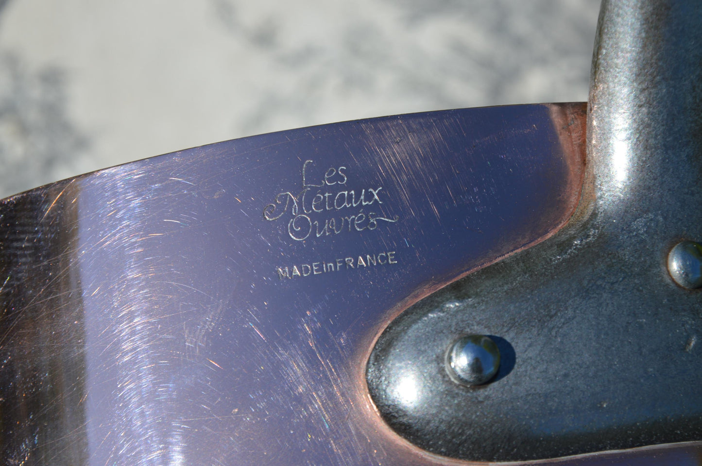 Copper Pans Metaux Ouvres 1.6-1.7mm Stainless Steel Lined Vintage French Copper Profession Cast Iron Handles Used Vintage Set Pans