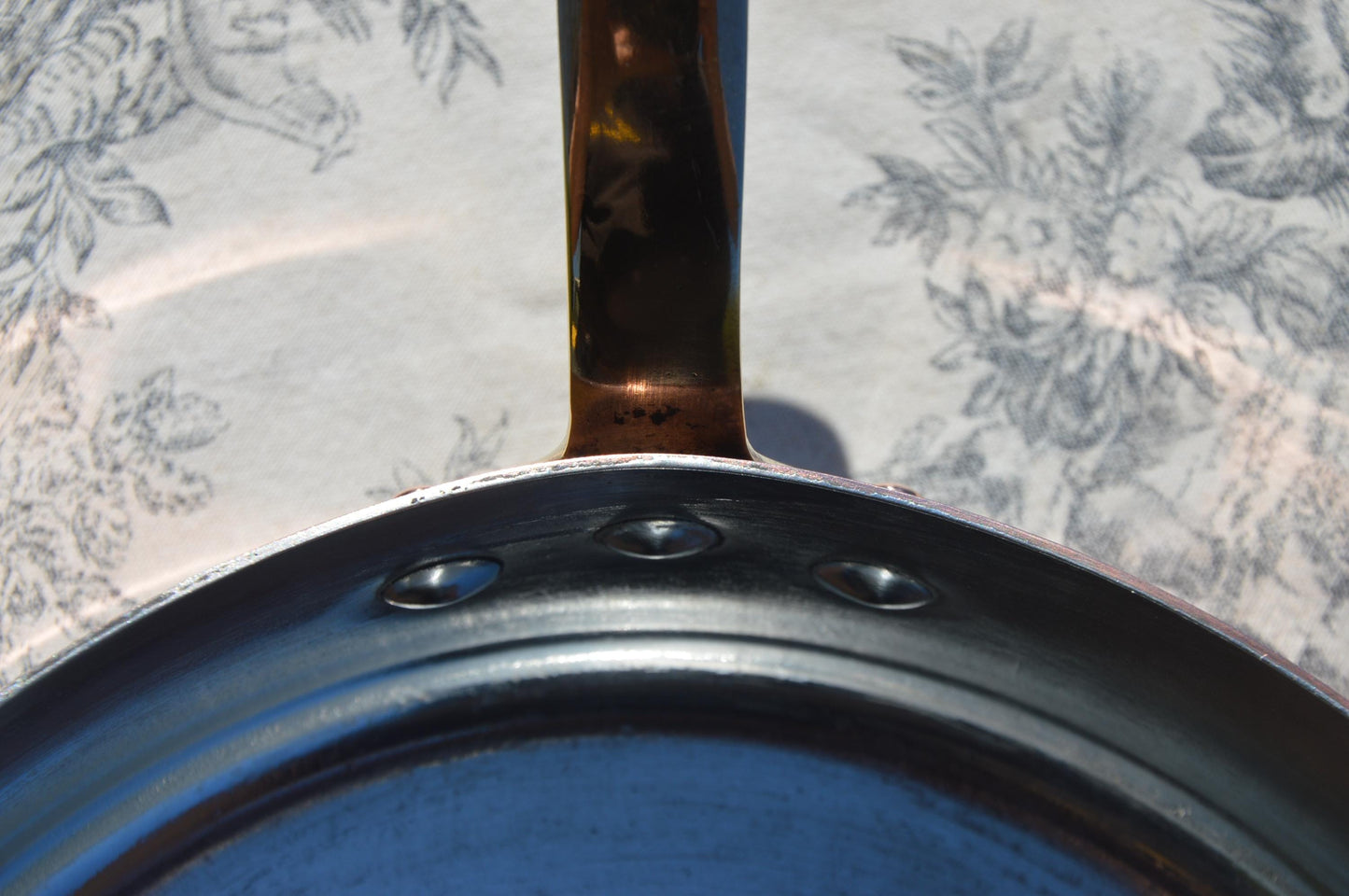 Vintage Saute Pan New Tin Villedieu 1.6mm French Copper Pan 24cm 9 1/2" Professional Saute Bronze Handles Lid Quality New Villedieu Tin