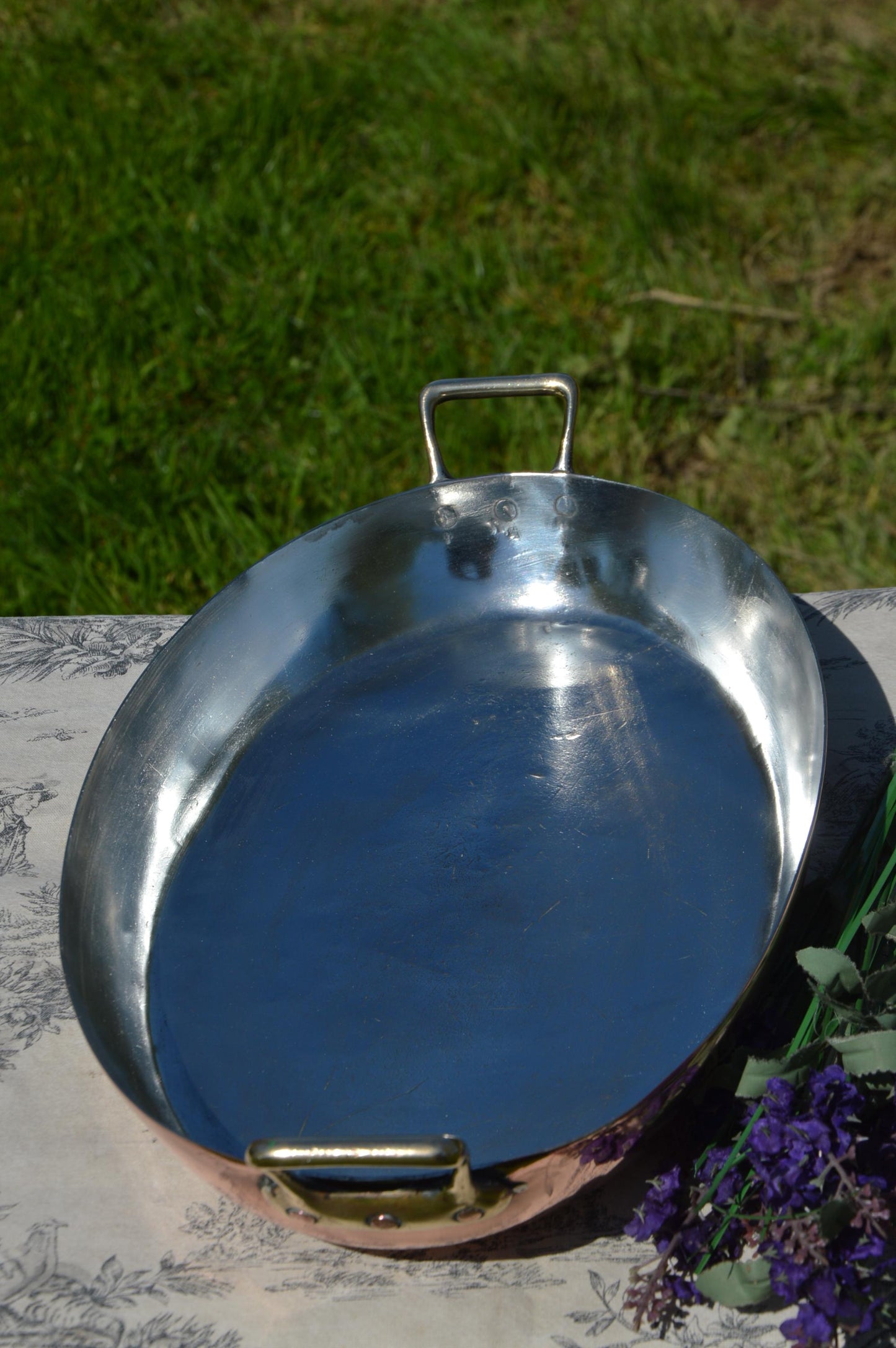 Gaillard Gratin Pan French Copper Pan Big Vintage New Tin Oven Dish Oval 36cm 14 1/8 Inches Copper Pans Copper Rivets Bronze Handles