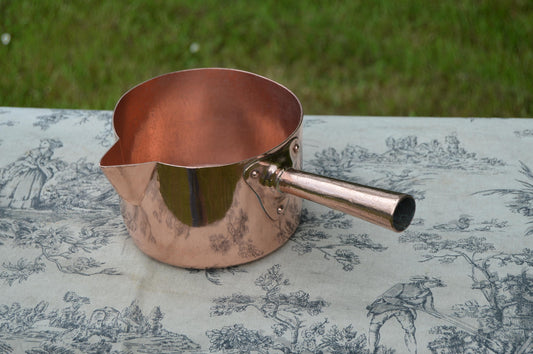 2mm Vintage Copper Pan Patisserie Pan Hollow Handle Sugar Pan Nougat Pan Super Professional Traditional Spout 18cm Sugar Pan