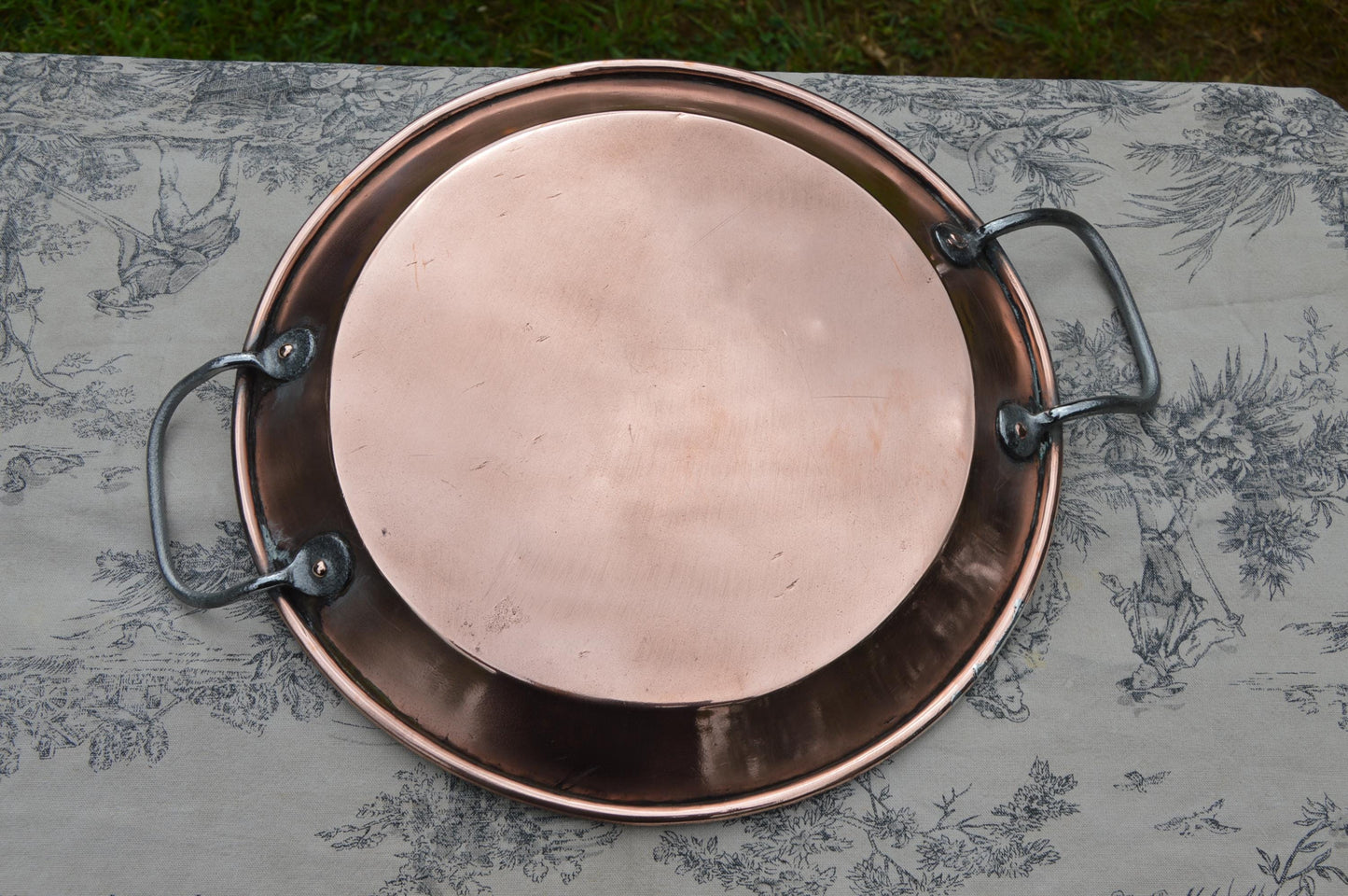 Antique Copper Tourtiere Pan: French Oven Gratin Dish, Hand-Tinned