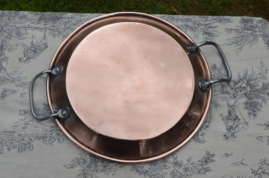 Antique Copper Tourtiere Pan: French Oven Gratin Dish, Hand-Tinned