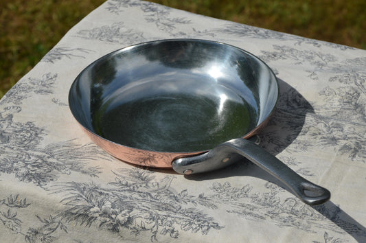 Frying Pan Skillet Saute Pan 2mm 20cm 8 " Copper Frying Sauté Copper Pan Vintage French New Hand Wiped Tin Lining Good Vintage Condition