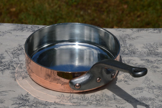 2.8mm Copper Pan Vintage Sauté French Copper Professional Saute Pan 2.8mm Rim New Hand Wiped Tin Professional 20cm 8 inch Made in France