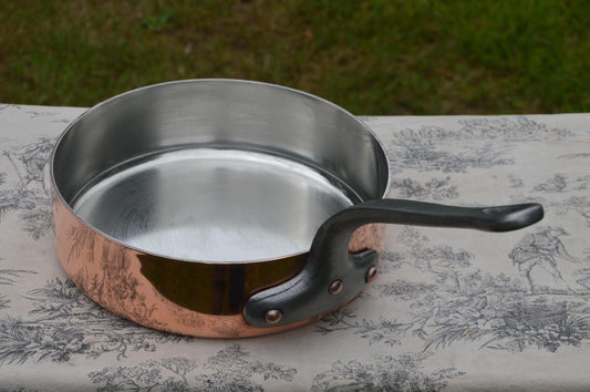 2.7mm Copper Pan 24cm 9 1/2" New Hand Wiped Tin Superb Vintage Sauté French Copper Professional Pan 2.7mm Saute Professional Classic Fry