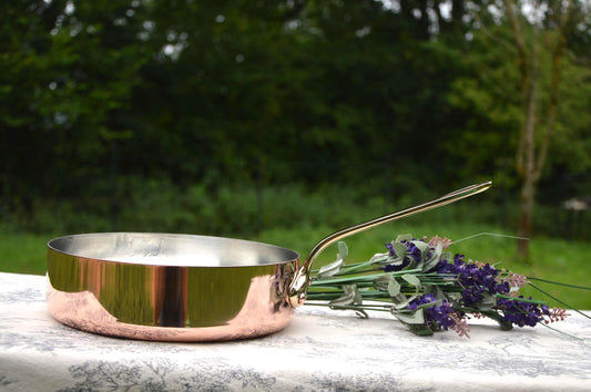 Vintage French Copper Saute: Villedieu Les Poeles, Bronze Handle, Re-Tinned