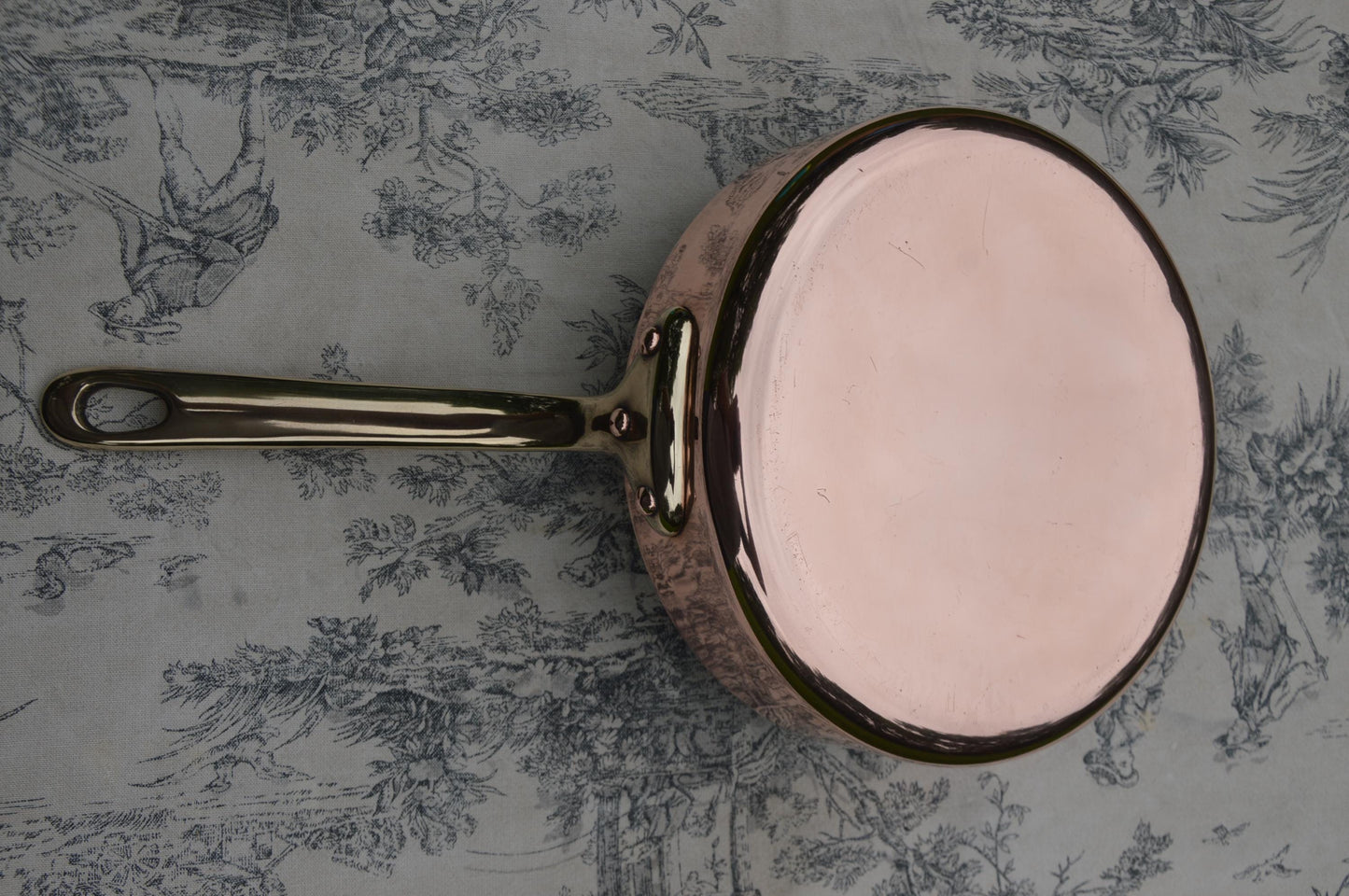 Vintage French Copper Skillet: Villedieu Les Poeles, Bronze Handle, Re-Tinned