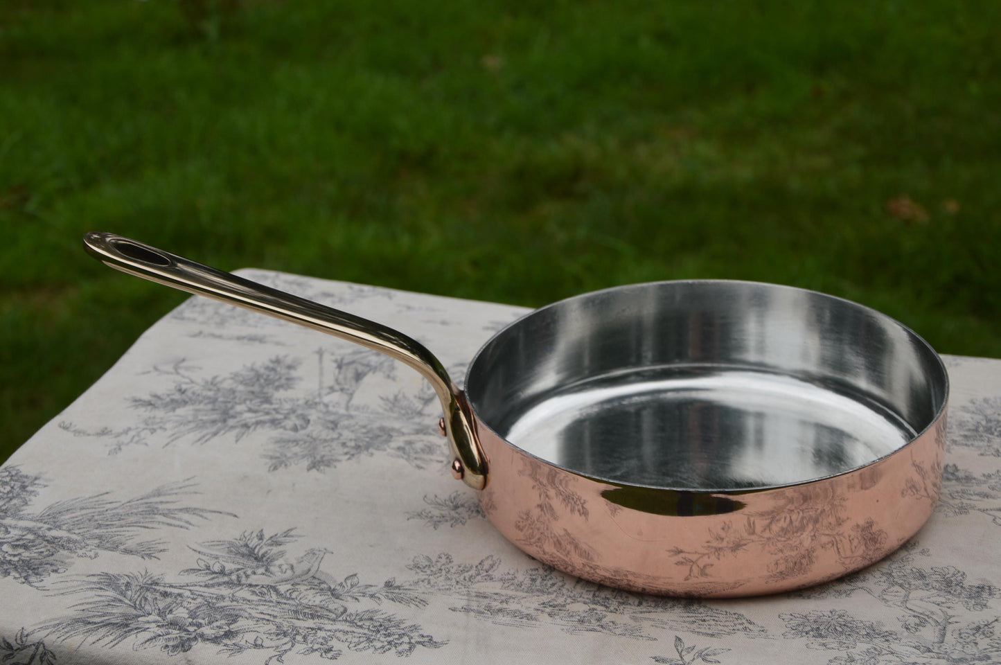 Vintage French Copper Skillet: Villedieu Les Poeles, Bronze Handle, Re-Tinned