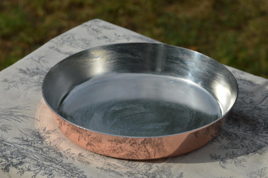 Tarte Tatin 1.9mm Copper Round Pie Dish Tart Tin New Tin Vintage Quiche Gratin Pan French Pan Dish 24 cm 9 1/2" Made in France Roasting Pan