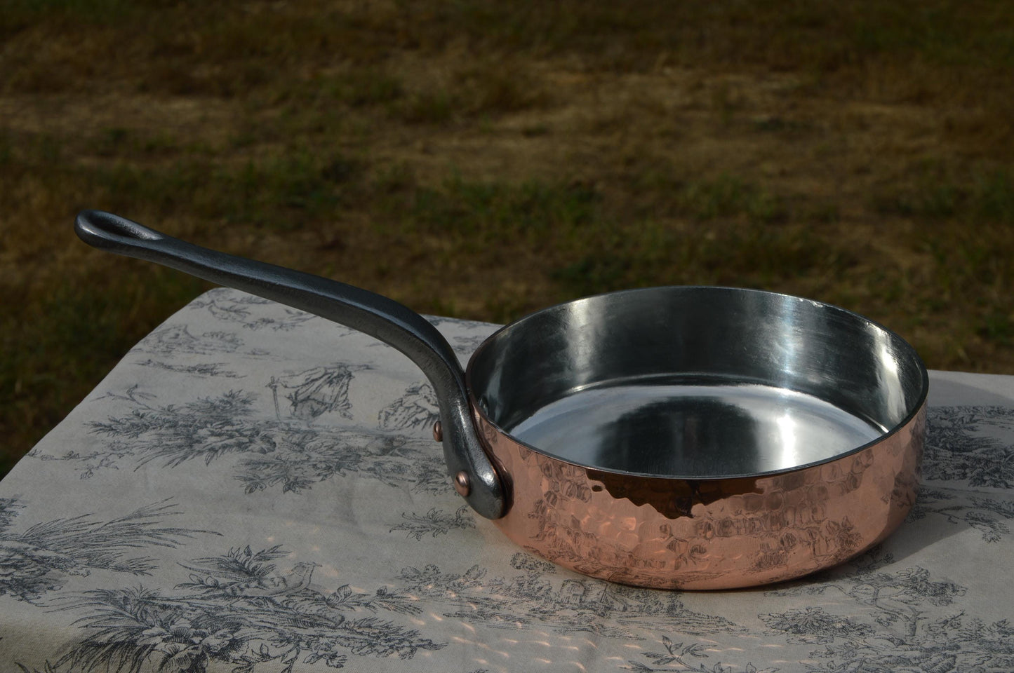 Antique Copper Sauté Pan: 2.7mm French Chef Pan, Re-Tinned, 8 inch 20cm