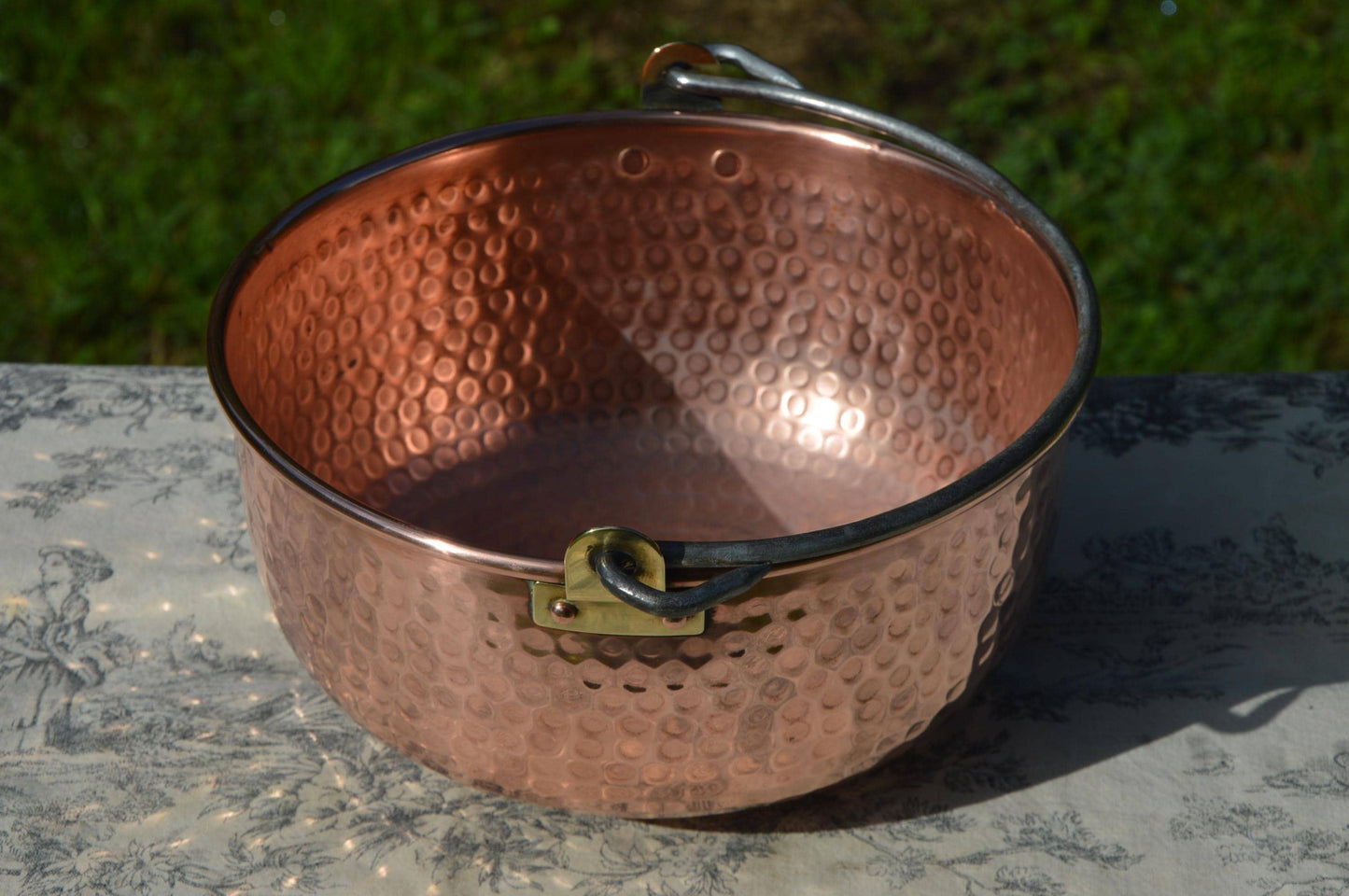 Antique French Copper Jam Pan: Hand Hammered Cauldron Pot, Normandy Kitchen