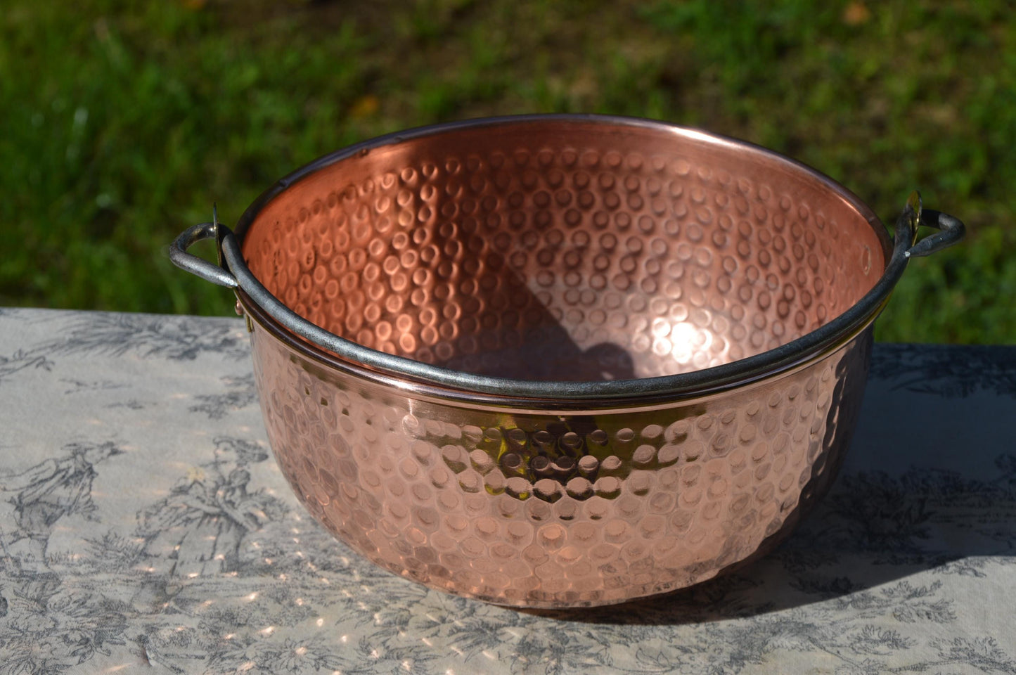 Antique French Copper Jam Pan: Hand Hammered Cauldron Pot, Normandy Kitchen