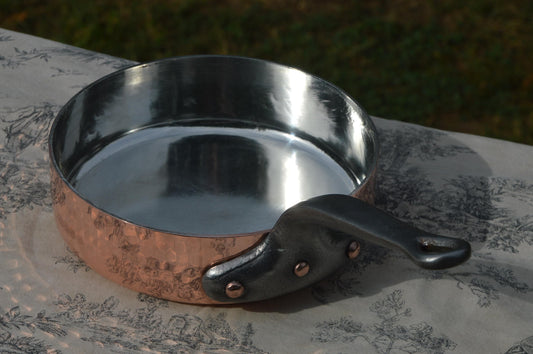 Antique Copper Sauté Pan: 2.7mm French Chef Pan, Re-Tinned, 8 inch 20cm