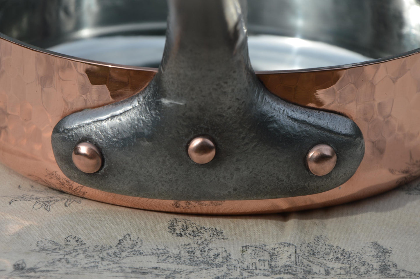 Antique Copper Sauté Pan: 2.7mm French Chef Pan, Re-Tinned, 8 inch 20cm