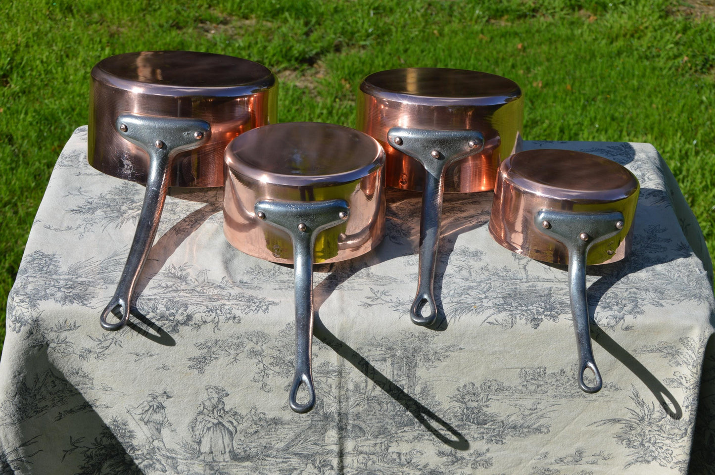 Vintage French Copper Pans - Villedieu YG - Restaurant Quality Set of Four New Tin