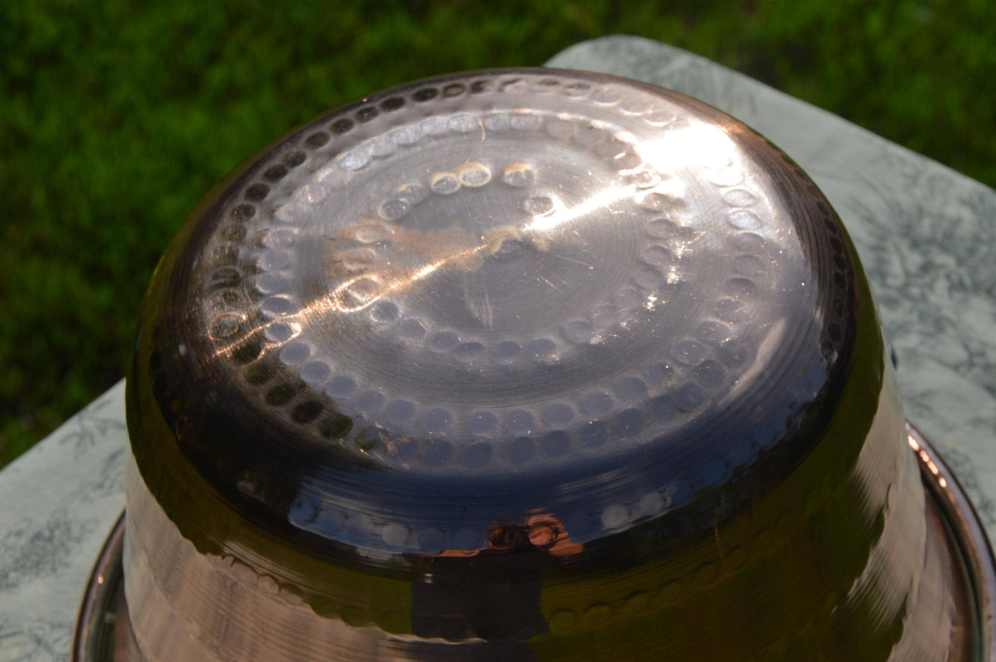 Vintage French Copper Jam Cauldron: Hand Hammered Pot with Iron Handle
