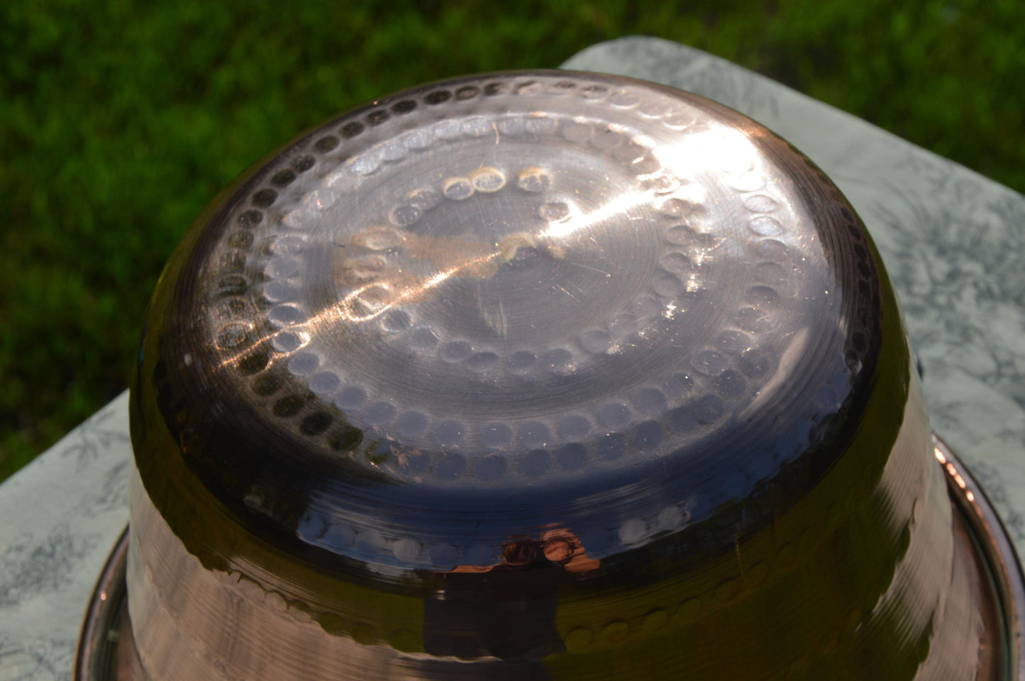 Antique French Copper Jam Cauldron: Hand Hammered Pot with Iron Handle