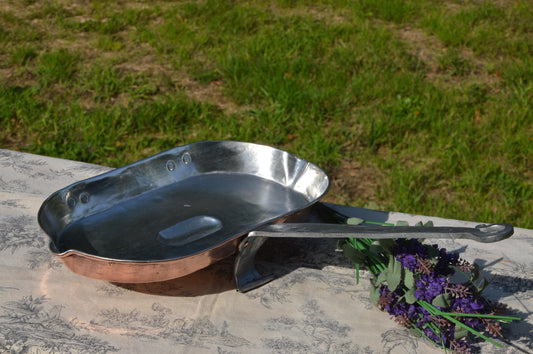 Antique Copper Lechefrite Roasting Pan: French Kitchen Decor