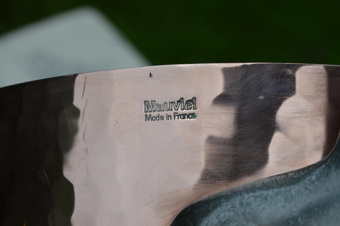 Mauviel Copper Pot: 28cm Hammered Saucepan, Cast Iron Handle, 3mm Professional