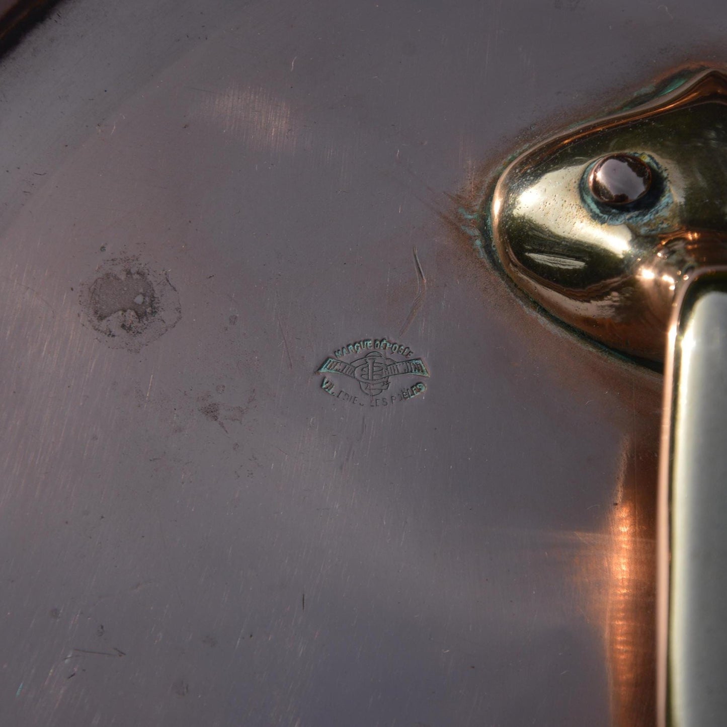 Antique Villedieu Copper Saucepan with Lid, Restaurant Quality, 20cm