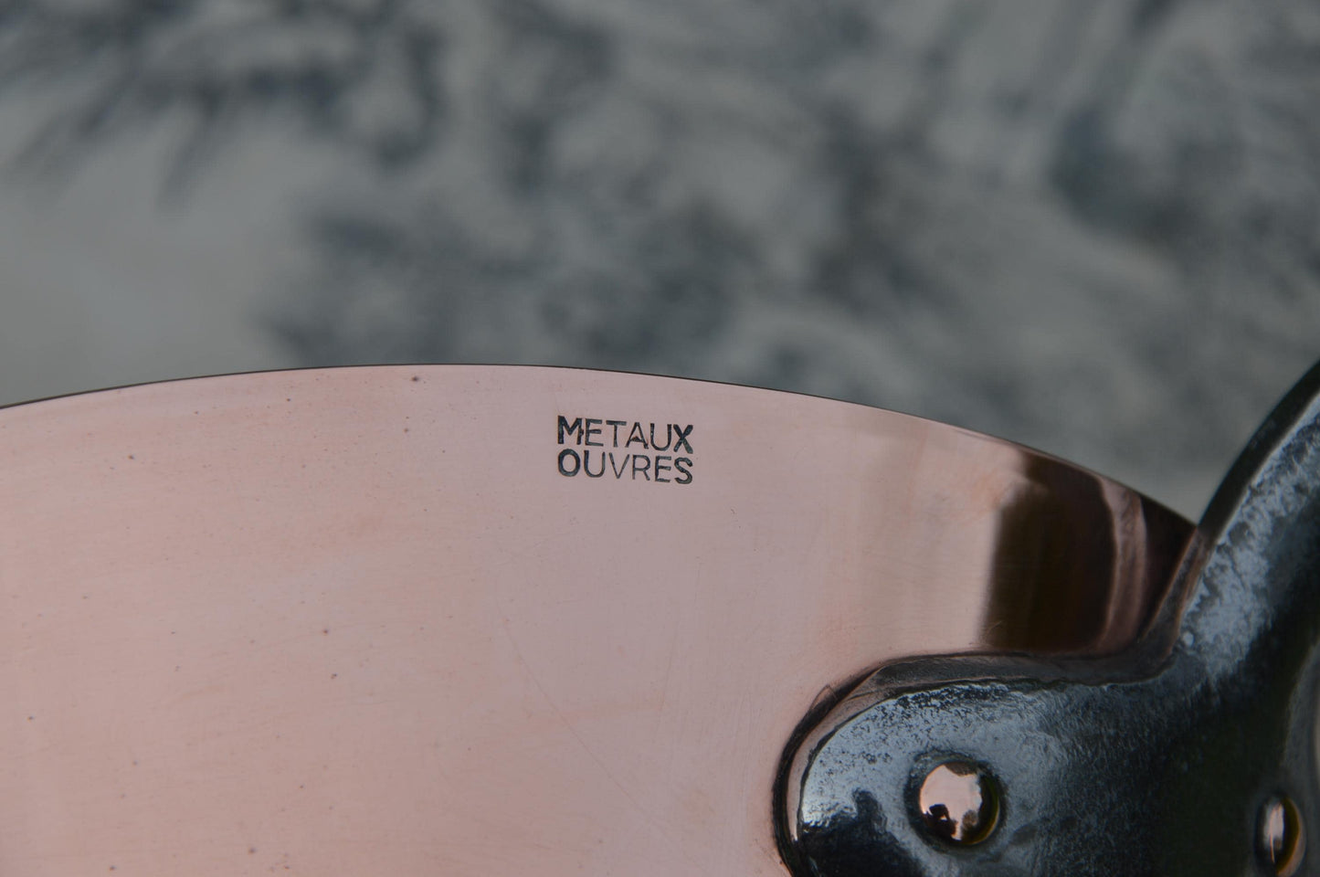 Vintage French Copper Sauté Sauteuse Evasee Pan: Nickel Lined, Cast Iron Handle