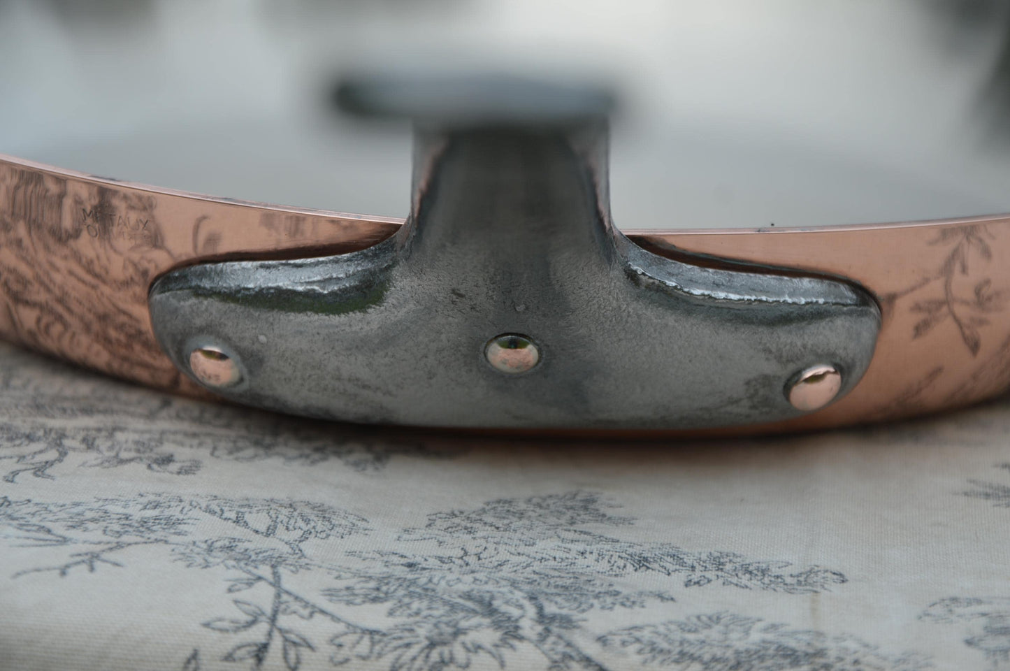 Vintage 2mm Copper Frying Pan, Nickel Lined French Skillet