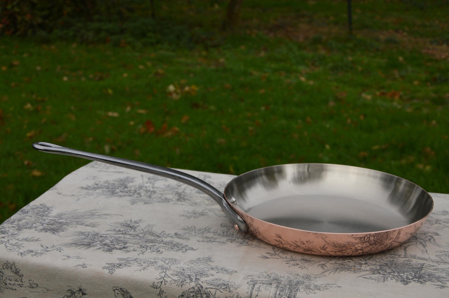 Vintage 2mm Copper Frying Pan, Nickel Lined French Skillet