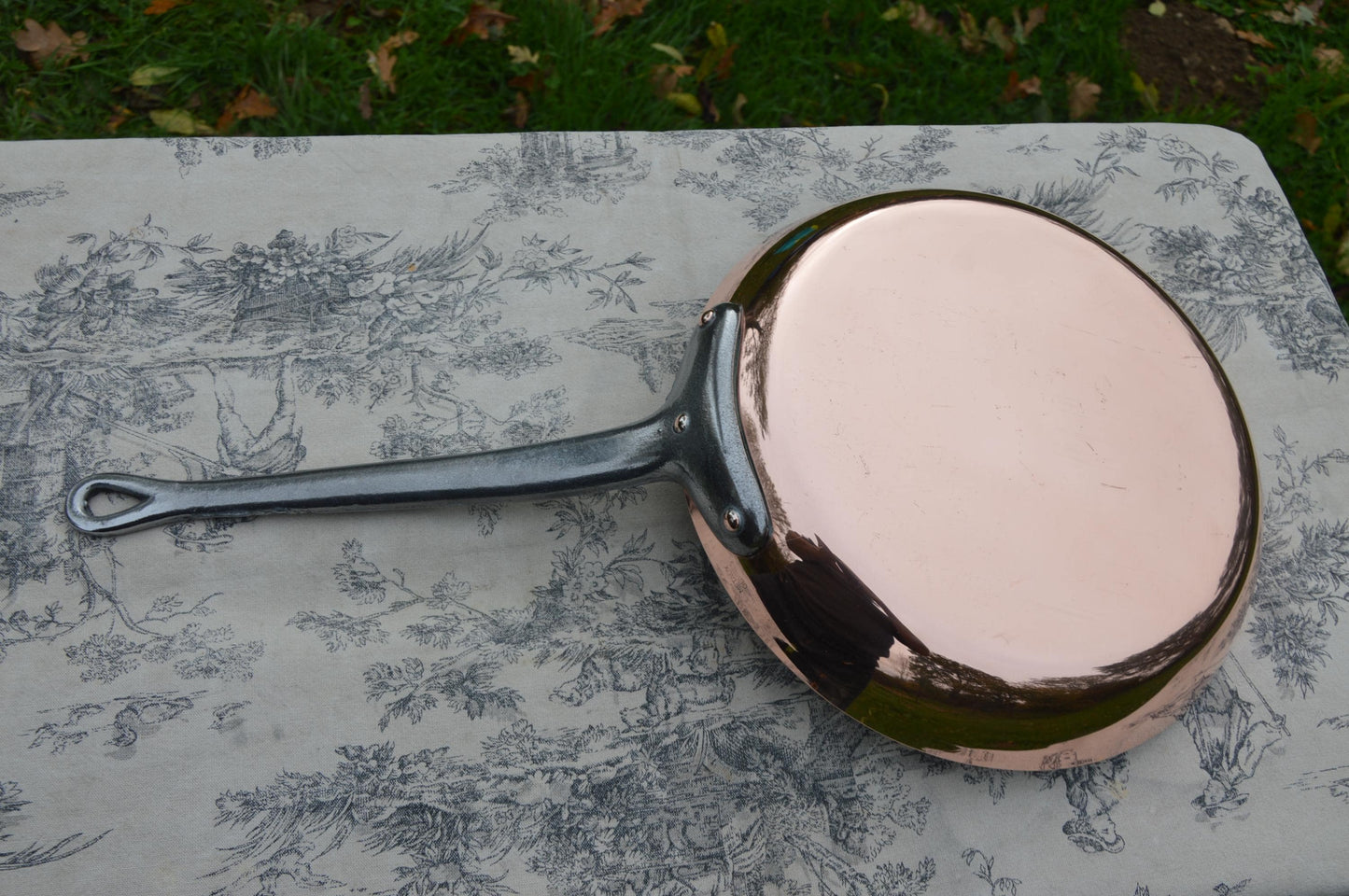 Vintage 2mm Copper Frying Pan, Nickel Lined French Skillet