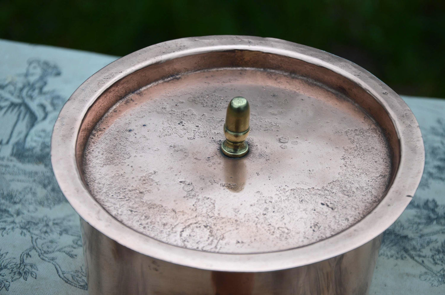 Antique Copper Bain Marie Pan with Lid, French Braconnier, 14cm 5 1/2"