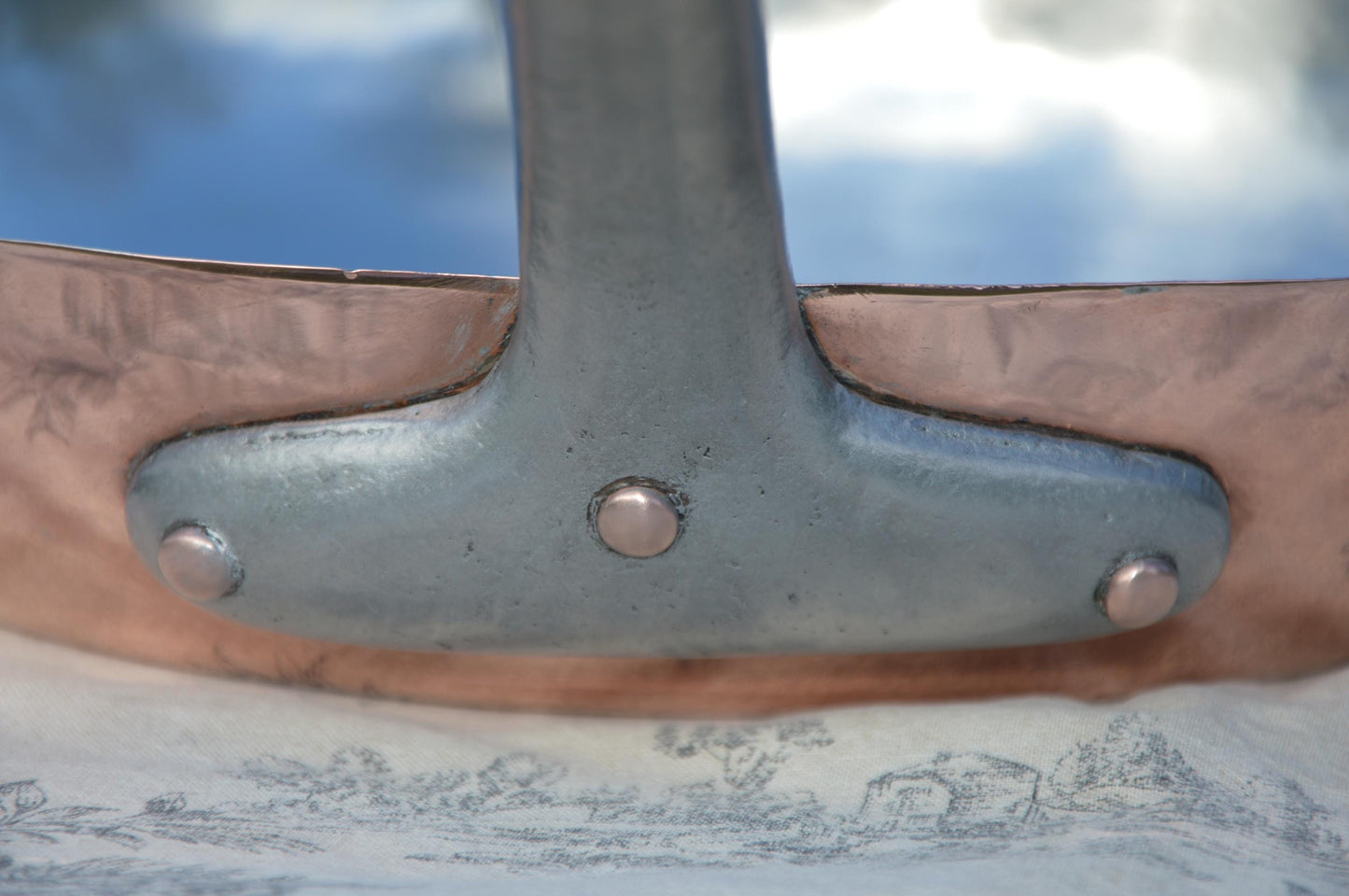 Hand Hammered Copper Fry Pan, Lyonnaise Skillet 30cm, Retinned