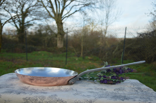 Hand-Wiped Tin Copper Frying Pan - Villedieu French Skillet 26cm