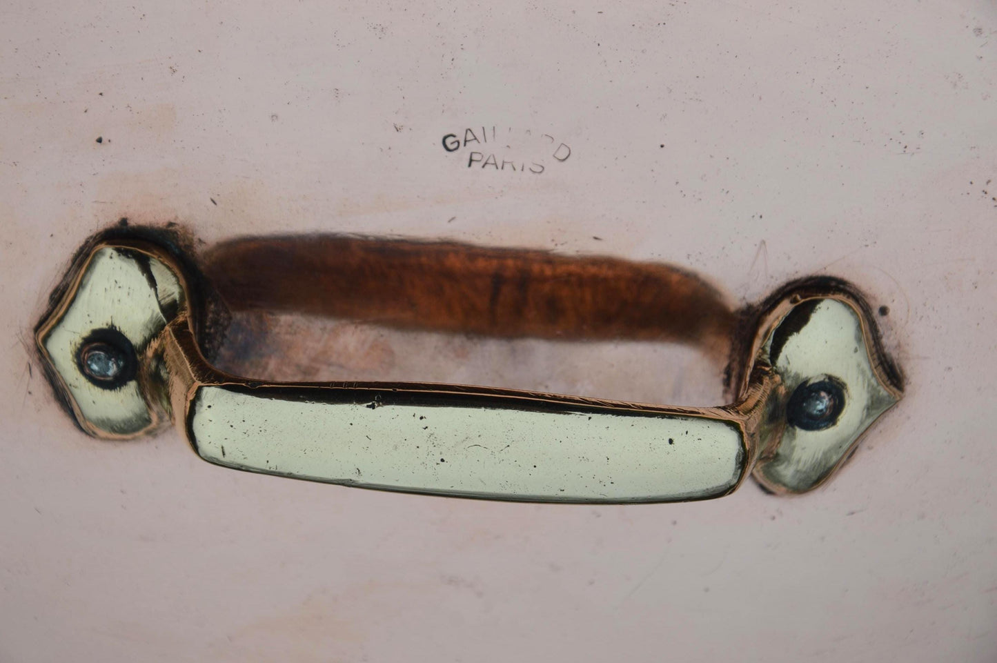 Antique French Copper Casserole Cocotte, Hand Hammered, Bronze Handles, New Tin Lining Gaillard