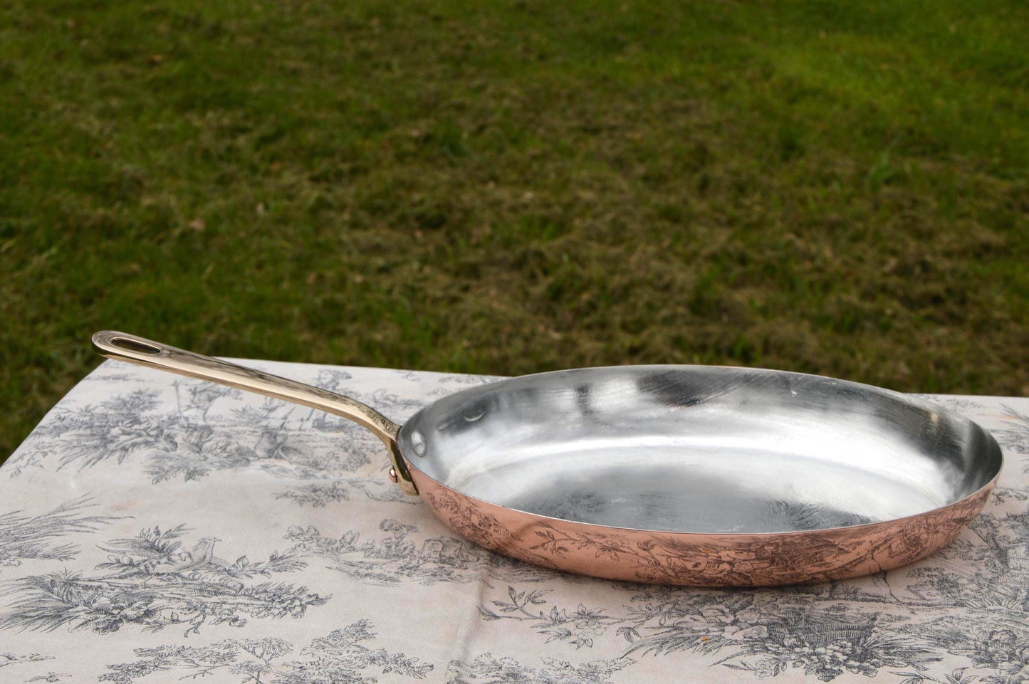 Vintage Dehillerin 1.3mm Copper Pan Fish New Tin Stamped 30cm 11 3/4" Long French Professional Oval Fry Saute Cast Bronze Handle