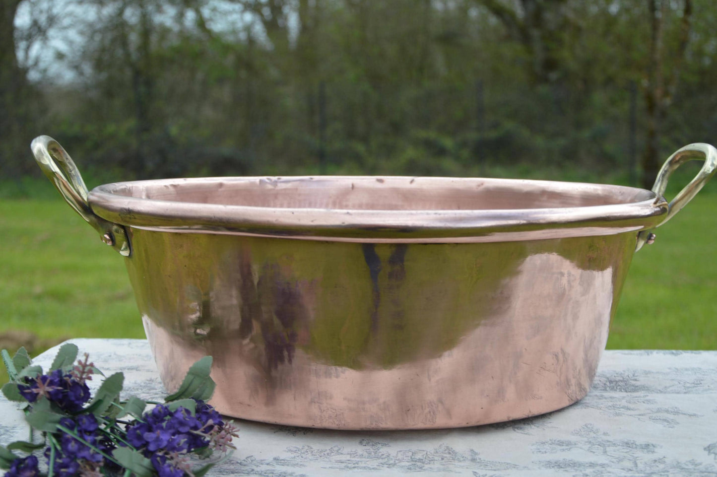 Antique Dehillerin Jam Pan Copper Pan Preserves French Vintage Jelly Confiture Pan Bronze Handles 41cm 16 1/8" 3.57 Kilos Side Pin Hole