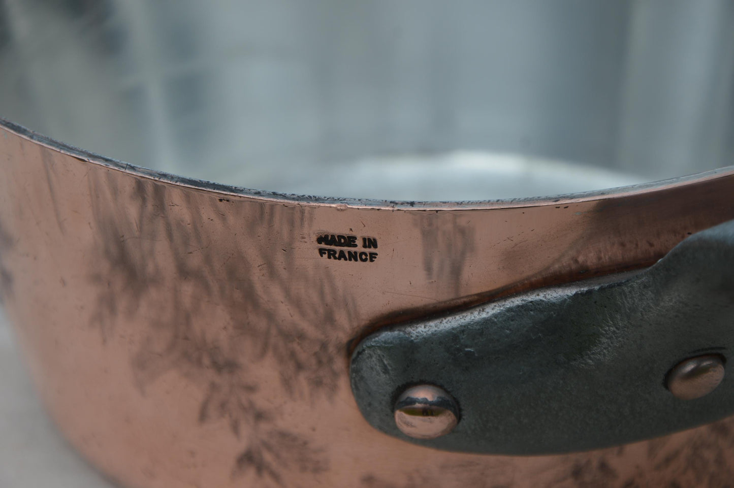 French Copper 2.5mm Sauteuse Evasee Pan Windsor New Bill Cox Hand Wiped Tin Vintage Professional Windsor 8" 20cm Stamped Made in France