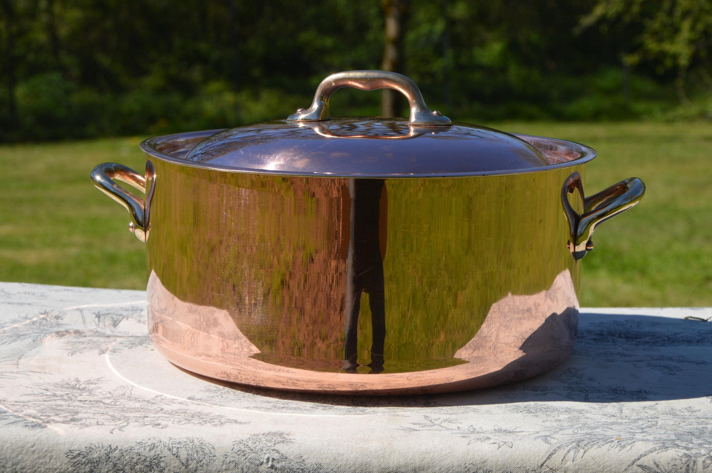 Vintage Copper Bassine à ragoût Casserole New Tin Made 24cm 9 1/2 Inch Vintage Copper Pot Dutch Oven Lid 2mm Round Big Pot