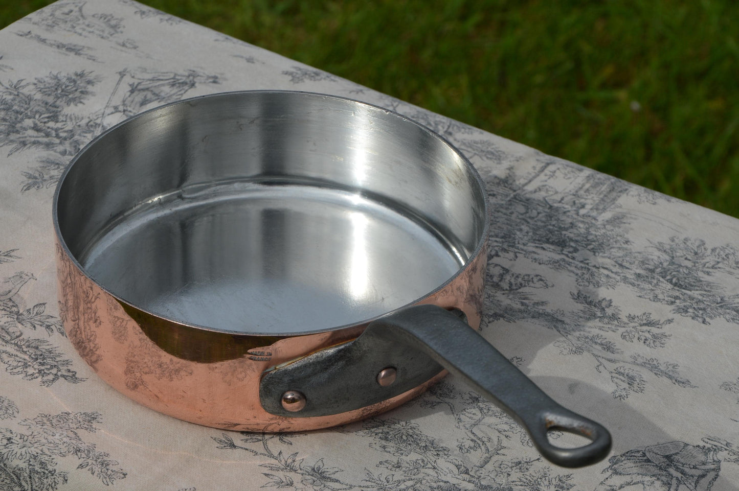 Copper Saute 20cm 2.5mm Vintage Made in France Fry French Pan 2.5mm New Hand Wiped NKC Tin Professional Sauté Normandy Kitchen Edge Dent