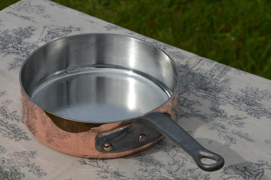 Copper Saute 20cm 2.5mm Vintage Made in France Fry French Pan 2.5mm New Hand Wiped NKC Tin Professional Sauté Normandy Kitchen Edge Dent