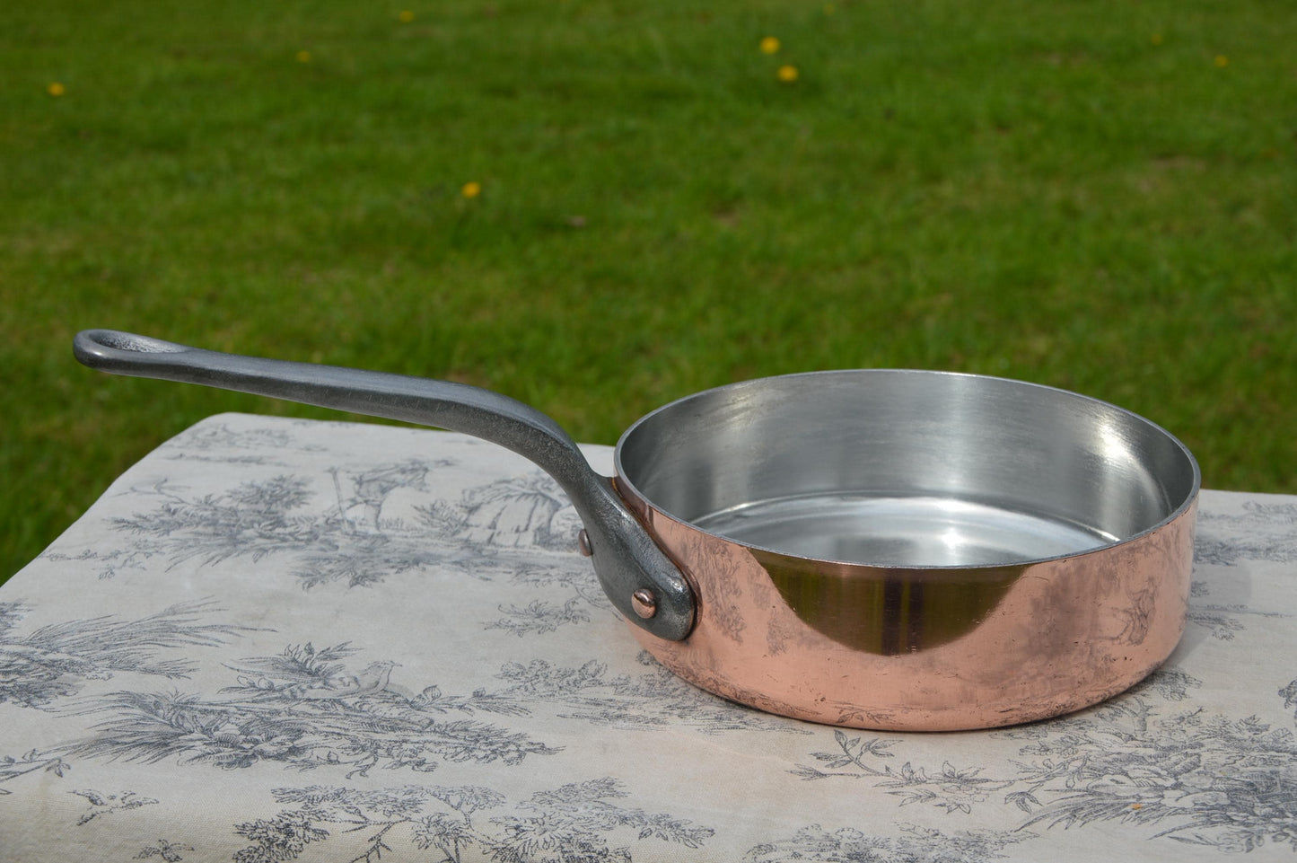 Copper Saute 20cm 2.5mm Vintage Made in France Fry French Pan 2.5mm New Hand Wiped NKC Tin Professional Sauté Normandy Kitchen Edge Dent