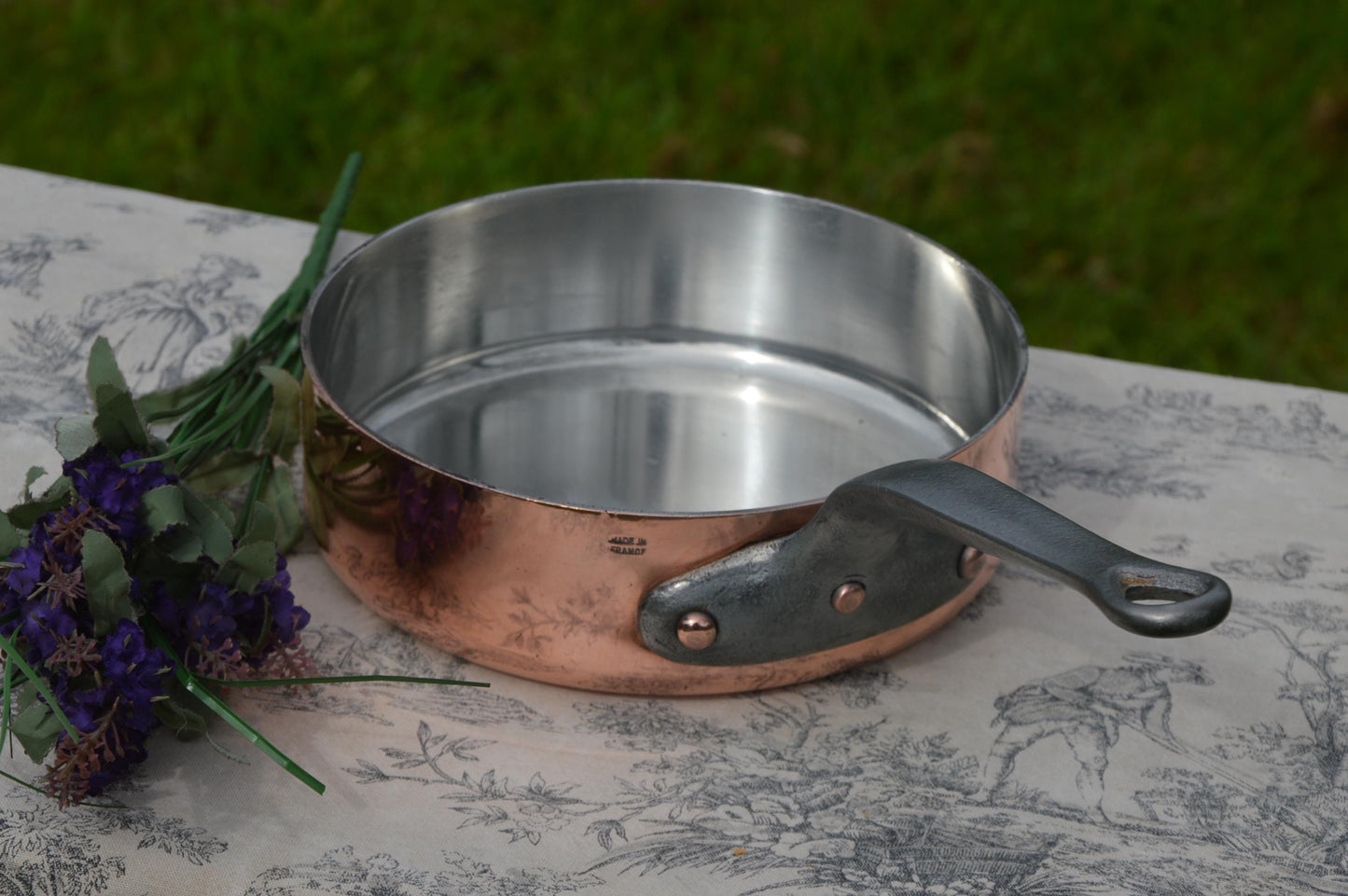 Copper Saute 20cm 2.5mm Vintage Made in France Fry French Pan 2.5mm New Hand Wiped NKC Tin Professional Sauté Normandy Kitchen
