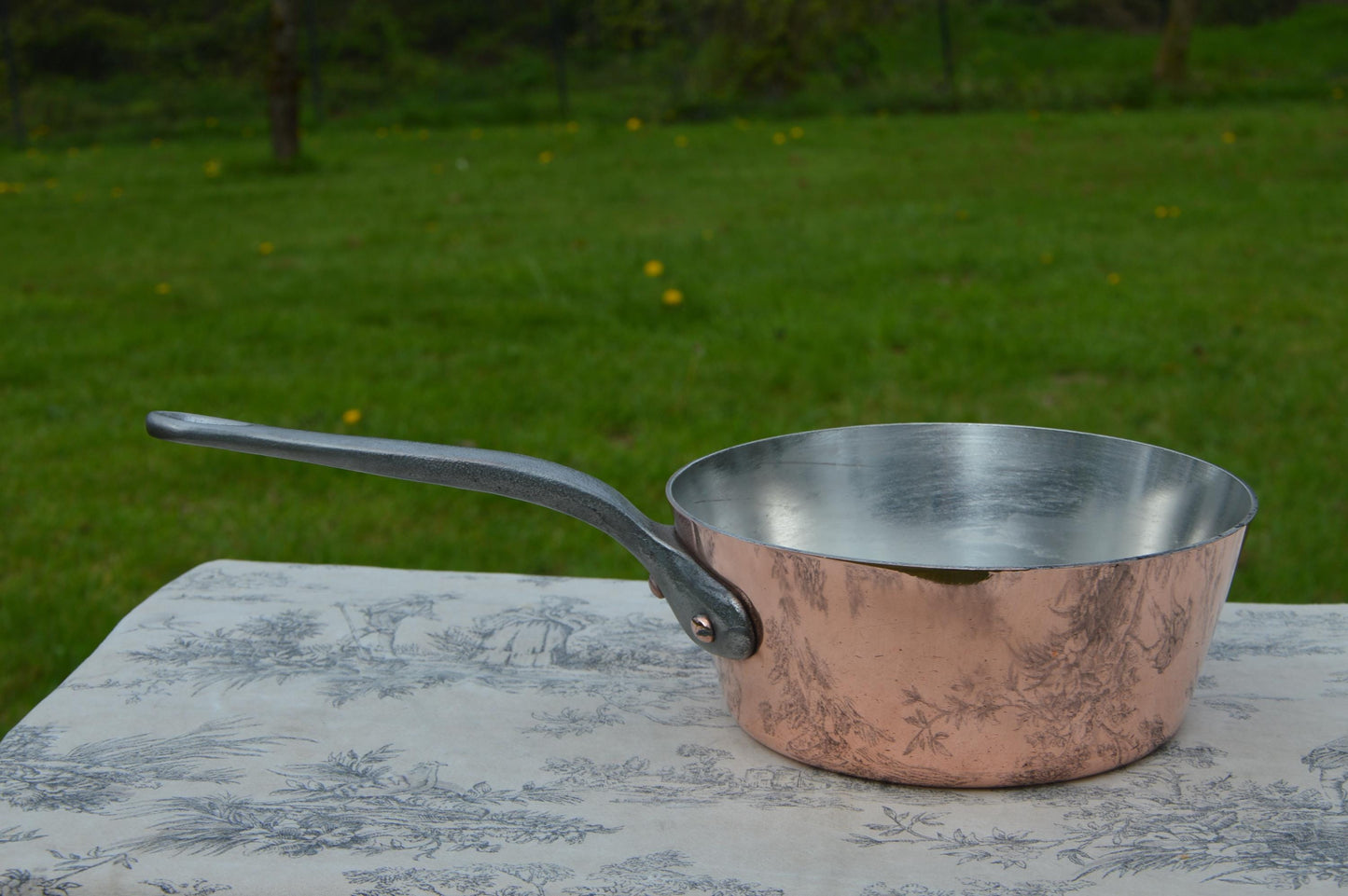 French Copper 2.5mm Sauteuse Evasee Pan Windsor New Bill Cox Hand Wiped Tin Vintage Professional Windsor 8" 20cm Stamped Made in France