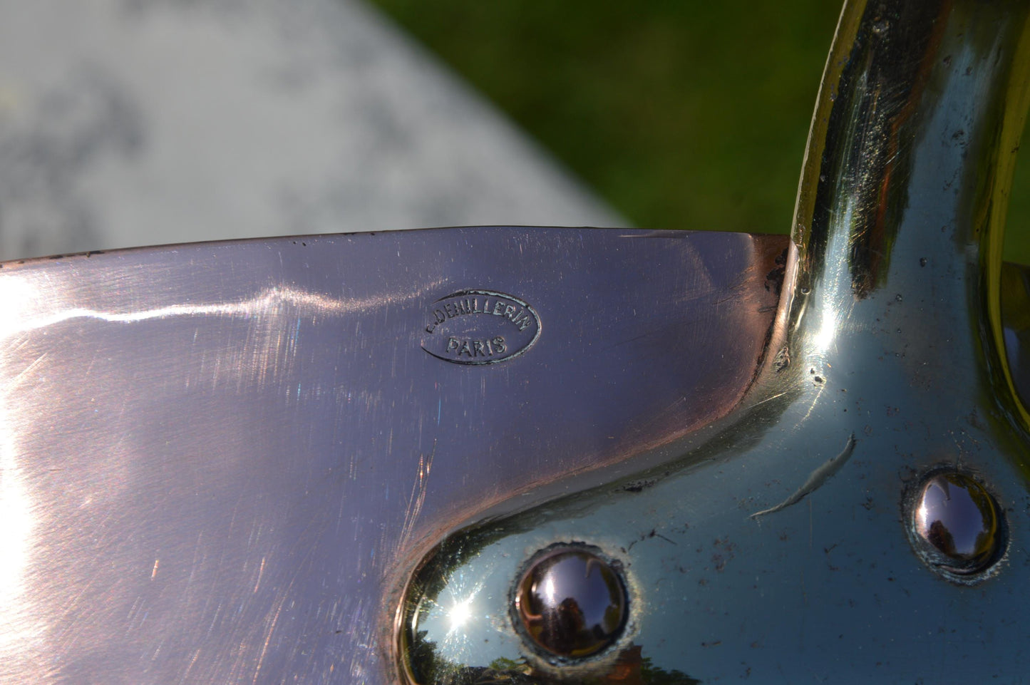 Antique Dehillerin 2mm Copper Saute Fry Pan French New NKC Tin Lining Cast Bronze Handle Copper Rivets 28cm