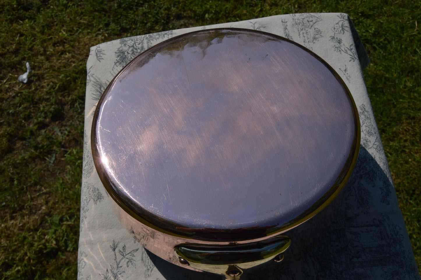 Antique Dehillerin 2mm Copper Saute Fry Pan French New NKC Tin Lining Cast Bronze Handle Copper Rivets 28cm