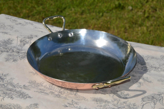 Vintage French Copper Au Gratin Pan, Retinned, 26cm 10" Roasting Dish