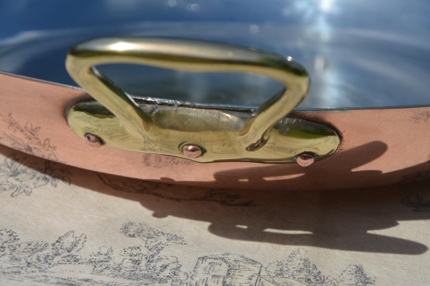 Vintage French Copper Au Gratin Pan, Retinned, 26cm 10" Roasting Dish